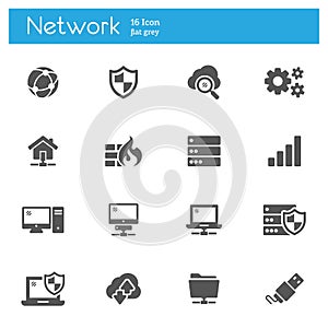Modern flat icons set of cloud-based data services technology, global connectivity