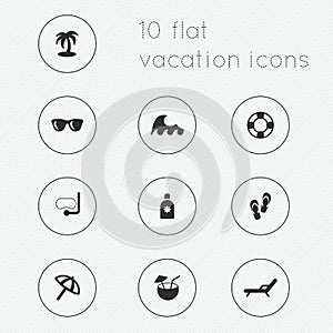 Modern flat icons vector collection of vacation theme.