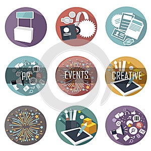 Modern flat icons vector collection of web design objects