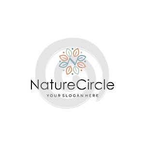 Modern flat initial N Nature Circle logo design