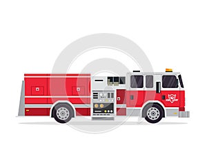 Modern Flat Isolated Firefighter Truck Illustration