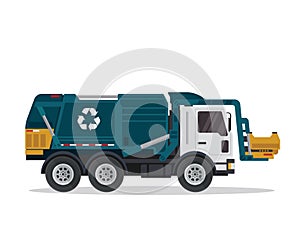 Modern Flat Isolated Industrial Garbage Truck Illustration