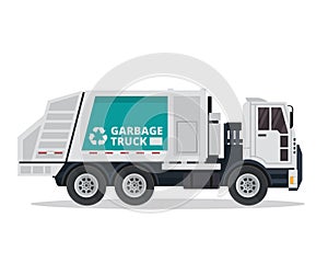 Modern Flat Isolated Industrial Garbage Truck Illustration