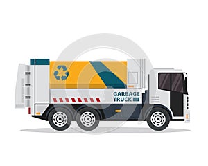 Modern Flat Isolated Industrial Garbage Truck Illustration