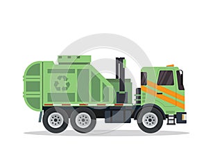 Modern Flat Isolated Industrial Garbage Truck Illustration