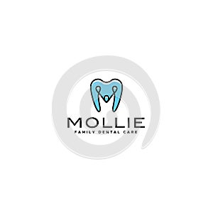 Modern flat letter mark MOLLIE tooth logo design