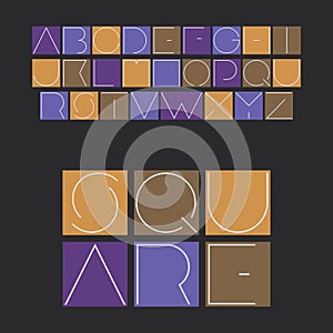 Modern Flat Line-Art Style Colorful Bold Font Set Design - Collection of Letters of Full English Alphabet, Clip-Art, Typography