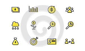 Modern Flat Line Color Icons- business and finance. set of business icons. set of finance icon. flat business design vector. flat