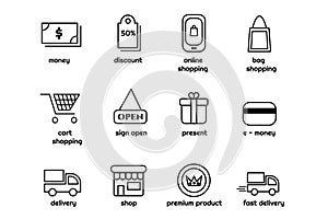 Modern Flat Line Color Icons- Shopping and E commerce. flat icons design. shopping and e commerce icon. shopping and e commerce ve