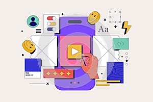 Modern flat line concept of App Development