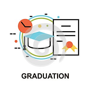 Modern flat line design vector illustration, concept of graduation