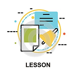 Modern flat line design vector illustration, concept of lesson