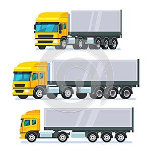 Modern flat nose articulated lorry truck