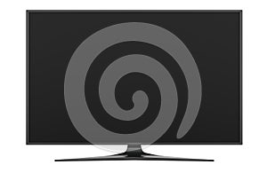 Modern flat screen tv, front view. 3d rendering