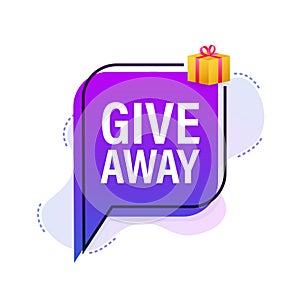 Modern flat style template with giveaway megaphone for banner design. Social media like icon concept. Vector