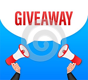 Modern flat style template with giveaway megaphone for banner design. Social media like icon concept. Vector