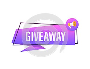 Modern flat style template with giveaway megaphone for banner design. Social media like icon concept. Vector