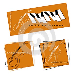 Modern flat template with jazz music festival. Sheet template. Vector musical flyer jazz festival.