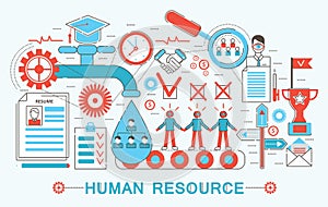 Modern Flat thin Line design Human resource concept