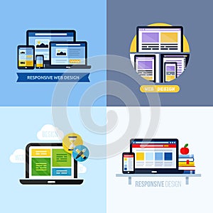 Modern flat vector concepts of responsive web design