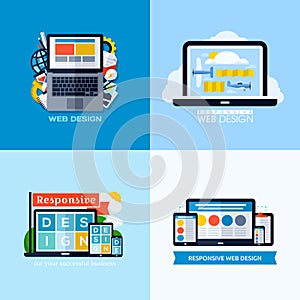 Modern flat vector concepts of responsive web design. Icons set