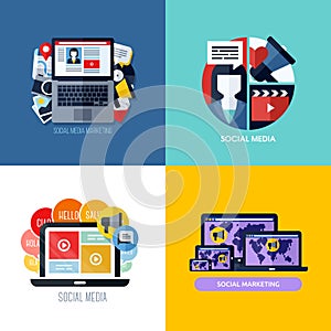 Modern flat vector concepts of social media marketing