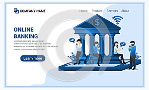 Modern flat web page design concept of Online banking, online financial investment. Flat landing page template. vector