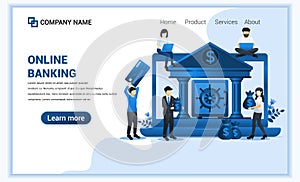 Modern flat web page design concept of Online banking, online financial investment. Flat landing page template. vector