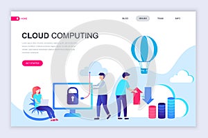 Modern flat web page design template of Cloud Technology decorated people character for website and mobile website