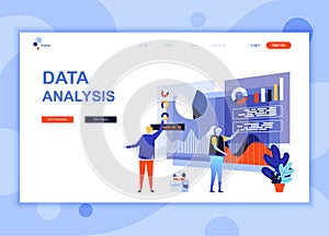 Modern flat web page design template concept of Auditing, Data Analysis decorated people character for website