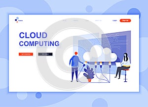 Modern flat web page design template concept of Cloud Technology decorated people character for website