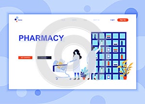 Modern flat web page design template concept of Pharmacist in Pharmacy decorated people character for website