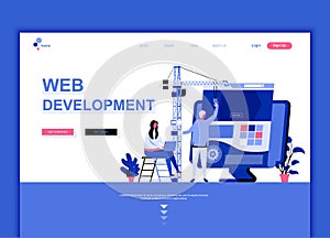 Modern flat web page design template concept of Web Development decorated people character