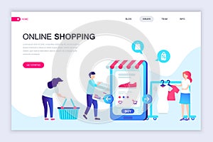 Modern flat web page design template of Online Shopping decorated people character for website and mobile website