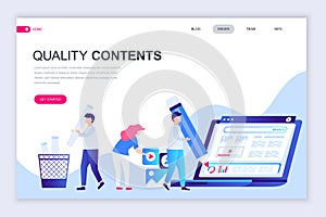 Modern flat web page design template of Quality Content decorated people character for website and mobile website