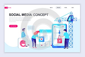 Modern flat web page design template of Social Media decorated people character for website and mobile website