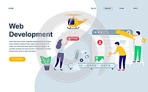 Modern flat web page design template of Web Development decorated people character for website