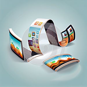 Modern flex screen icon. Flat illustration of modern flex screen icon for web design