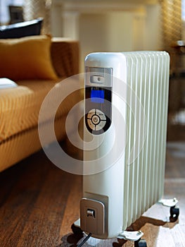 Modern floor white electric oil radiator with thermostat