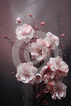 Modern floral abstraction. abstract depictions of flowers and botanical elements. Vertical photo