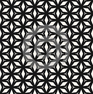 Modern floral grid pattern. Minimalistic illustration with black, white diamond