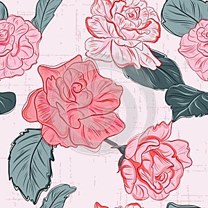 Modern floral pattern. Rose Flowers romance  texture. Fabric repetition pattern