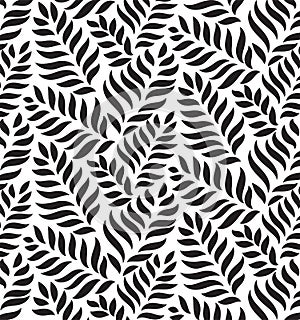 MODERN FLORAL SEAMLESS VECTOR PATTERN. DROP SHAPE BACKGROUND. TRENDY LEAVES MOTIVE