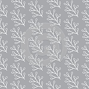 MODERN FLORAL SEAMLESS VECTOR PATTERN. DROP SHAPE BACKGROUND. TRENDY LEAVES MOTIVE