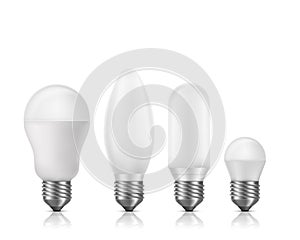 Modern fluorescent, LED light bulbs vector set