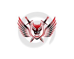 Modern Flying Dragon Head Logo.