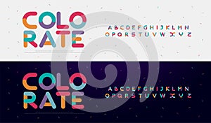 Modern font creative rounded alphabet color fonts. Typography urban round bold with colors dot exposure. vector illustration