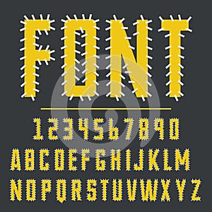 Modern font made by threats, typeface for original design