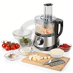 Food processor isolated on white background