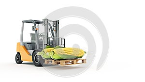 Modern forklift truck with corn